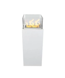 CAMINO BIOETANOLO DA TERRA PER INTERNO ESTERNO DIVINA FIRE "ISCHIA" IN ACCIAIO BIANCO 40X40X115 CM