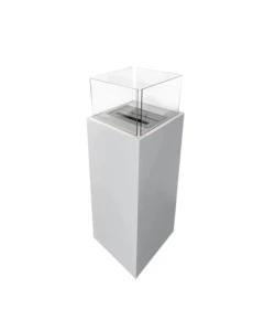 CAMINO BIOETANOLO DA TERRA PER INTERNO ESTERNO DIVINA FIRE "ISCHIA" IN ACCIAIO BIANCO 40X40X115 CM
