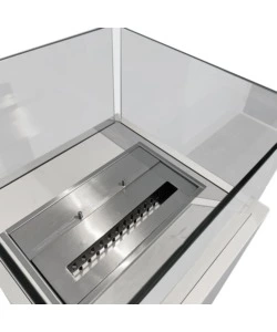 CAMINO BIOETANOLO DA TERRA PER INTERNO ESTERNO DIVINA FIRE "ISCHIA" IN ACCIAIO BIANCO 40X40X115 CM
