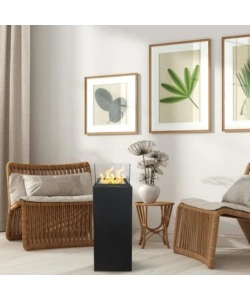 CAMINO BIOETANOLO DA TERRA PER INTERNO ESTERNO DIVINA FIRE "ISCHIA" IN ACCIAIO NERO 40X40X115 CM