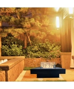 CAMINO BIOETANOLO DA TERRA PER INTERNO ESTERNO DIVINA FIRE "PANAREA" IN ACCIAIO NERO 70X70X35 CM
