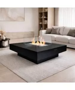 CAMINO BIOETANOLO DA TERRA PER INTERNO ESTERNO DIVINA FIRE "PANAREA" IN ACCIAIO NERO 70X70X35 CM