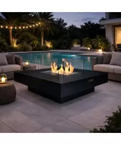CAMINO BIOETANOLO DA TERRA PER INTERNO ESTERNO DIVINA FIRE "PANAREA" IN ACCIAIO NERO 70X70X35 CM