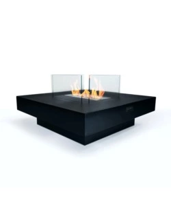CAMINO BIOETANOLO DA TERRA PER INTERNO ESTERNO DIVINA FIRE "PANAREA" IN ACCIAIO NERO 70X70X35 CM