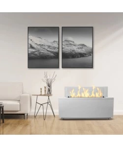 CAMINO BIOETANOLO DA TERRA PER INTERNO ESTERNO DIVINA FIRE "CARAVAGGIO" IN ACCIAIO BIANCO 100X40X40 CM