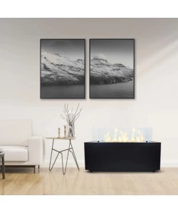 CAMINO BIOETANOLO DA TERRA PER INTERNO ESTERNO DIVINA FIRE "CARAVAGGIO" IN ACCIAIO NERO 100X40X40 CM