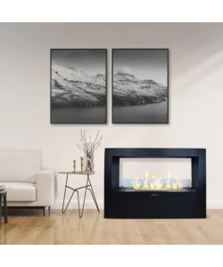 CAMINO BIOETANOLO DA TERRA PER INTERNO ESTERNO DIVINA FIRE "GIOTTO S" IN ACCIAIO NERO 100X30X70 CM