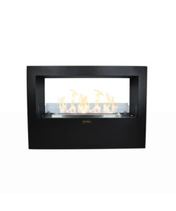 CAMINO BIOETANOLO DA TERRA PER INTERNO ESTERNO DIVINA FIRE "GIOTTO S" IN ACCIAIO NERO 100X30X70 CM