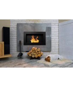 CAMINO BIOETANOLO DA PARETE DIVINA FIRE "PISA" IN ACCIAIO INOX NERO 65X12X40 CM