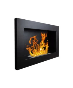 CAMINO BIOETANOLO DA PARETE DIVINA FIRE "PISA" IN ACCIAIO INOX NERO 65X12X40 CM