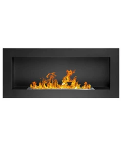 CAMINO BIOETANOLO DA PARETE DIVINA FIRE "LUCCA" IN ACCIAIO NERO 90X12X40 CM