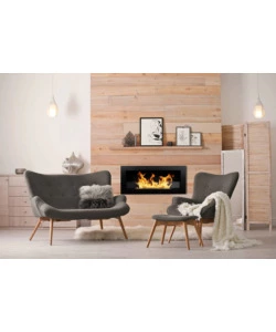 CAMINO BIOETANOLO DA PARETE DIVINA FIRE "LIVORNO" IN ACCIAIO NERO 90X40 CM