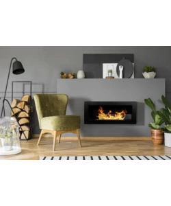 CAMINO BIOETANOLO DA PARETE DIVINA FIRE "LIVORNO" IN ACCIAIO NERO 90X40 CM