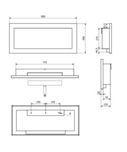 CAMINO BIOETANOLO DA PARETE DIVINA FIRE "LIVORNO" IN ACCIAIO NERO 90X40 CM