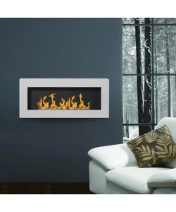 CAMINO BIOETANOLO DA PARETE DIVINA FIRE "SIENA" IN ACCIAIO BIANCO 90X40 CM