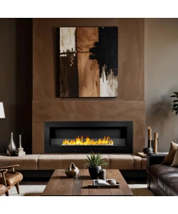 CAMINO BIOETANOLO DA PARETE DIVINA FIRE "SIENA 120" IN ACCIAIO NERO 120X40 CM