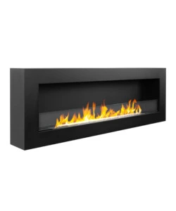 CAMINO BIOETANOLO DA PARETE DIVINA FIRE "SIENA 120" IN ACCIAIO NERO 120X40 CM