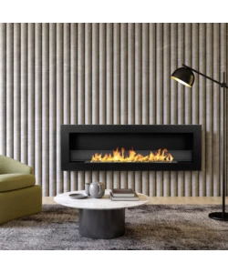 CAMINO BIOETANOLO DA INCASSO DIVINA FIRE "LIVORNO 120" IN ACCIAIO NERO 120X40 CM
