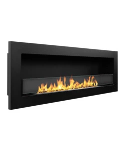 CAMINO BIOETANOLO DA INCASSO DIVINA FIRE "LIVORNO 120" IN ACCIAIO NERO 120X40 CM