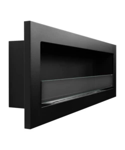 CAMINO BIOETANOLO DA INCASSO DIVINA FIRE "LIVORNO 120" IN ACCIAIO NERO 120X40 CM
