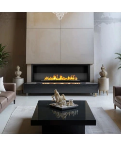 CAMINO BIOETANOLO DA INCASSO DIVINA FIRE "FURORE 120" IN ACCIAIO NERO 120X40 CM