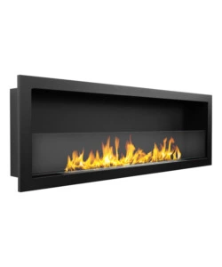 CAMINO BIOETANOLO DA INCASSO DIVINA FIRE "FURORE 120" IN ACCIAIO NERO 120X40 CM