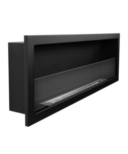 CAMINO BIOETANOLO DA INCASSO DIVINA FIRE "FURORE 120" IN ACCIAIO NERO 120X40 CM