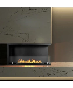 CAMINO BIOETANOLO DA INCASSO DIVINA FIRE "SUTRI 90" APERTURA LATERALE DESTRA IN ACCIAIO NERO 90X45 CM