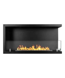 CAMINO BIOETANOLO DA INCASSO DIVINA FIRE "SUTRI 90" APERTURA LATERALE DESTRA IN ACCIAIO NERO 90X45 CM
