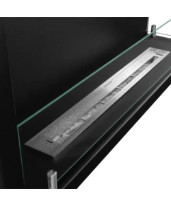 CAMINO BIOETANOLO DA INCASSO DIVINA FIRE "SUTRI 90" APERTURA LATERALE DESTRA IN ACCIAIO NERO 90X45 CM