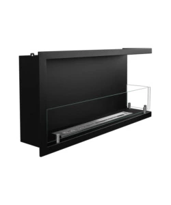 CAMINO BIOETANOLO DA INCASSO DIVINA FIRE "SUTRI 90" APERTURA LATERALE DESTRA IN ACCIAIO NERO 90X45 CM
