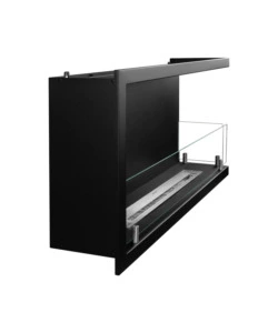 CAMINO BIOETANOLO DA INCASSO DIVINA FIRE "SUTRI 90" APERTURA LATERALE DESTRA IN ACCIAIO NERO 90X45 CM