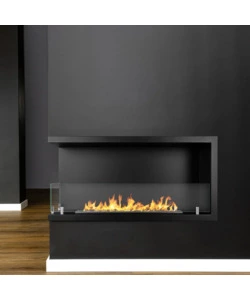 CAMINO BIOETANOLO DA INCASSO DIVINA FIRE "SUTRI 90" APERTURA LATERALE SINISTRA IN ACCIAIO NERO 90X45 CM