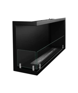 CAMINO BIOETANOLO DA INCASSO DIVINA FIRE "SUTRI 90" APERTURA LATERALE SINISTRA IN ACCIAIO NERO 90X45 CM