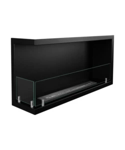 CAMINO BIOETANOLO DA INCASSO DIVINA FIRE "SUTRI 90" APERTURA LATERALE SINISTRA IN ACCIAIO NERO 90X45 CM