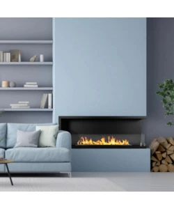 CAMINO BIOETANOLO DA INCASSO DIVINA FIRE "SUTRI 120" APERTURA LATERALE DESTRA IN ACCIAIO NERO 120X45 CM