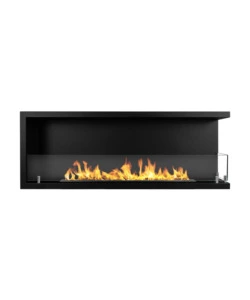 CAMINO BIOETANOLO DA INCASSO DIVINA FIRE "SUTRI 120" APERTURA LATERALE DESTRA IN ACCIAIO NERO 120X45 CM