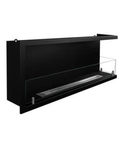 CAMINO BIOETANOLO DA INCASSO DIVINA FIRE "SUTRI 120" APERTURA LATERALE DESTRA IN ACCIAIO NERO 120X45 CM