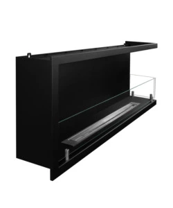 CAMINO BIOETANOLO DA INCASSO DIVINA FIRE "SUTRI 120" APERTURA LATERALE DESTRA IN ACCIAIO NERO 120X45 CM