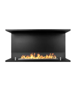 CAMINO BIOETANOLO DA INCASSO AD ANGOLO DIVINA FIRE "TREVI 90" IN ACCIAIO NERO 90X45 CM