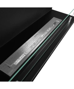 CAMINO BIOETANOLO DA INCASSO AD ANGOLO DIVINA FIRE "TREVI 90" IN ACCIAIO NERO 90X45 CM