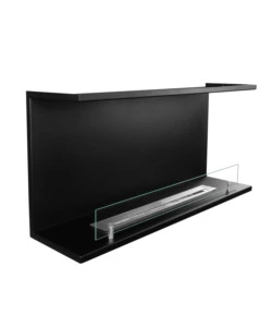 CAMINO BIOETANOLO DA INCASSO AD ANGOLO DIVINA FIRE "TREVI 90" IN ACCIAIO NERO 90X45 CM