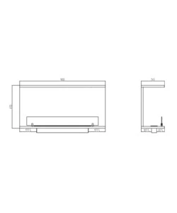 CAMINO BIOETANOLO DA INCASSO AD ANGOLO DIVINA FIRE "TREVI 90" IN ACCIAIO NERO 90X45 CM