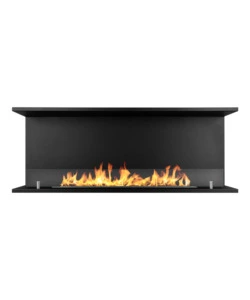 CAMINO BIOETANOLO DA INCASSO AD ANGOLO DIVINA FIRE "TREVI 120" IN ACCIAIO NERO 120X50 CM