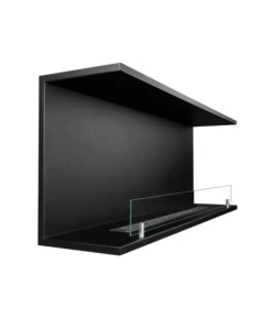 CAMINO BIOETANOLO DA INCASSO AD ANGOLO DIVINA FIRE "TREVI 120" IN ACCIAIO NERO 120X50 CM