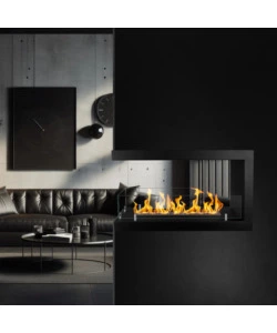 CAMINO BIOETANOLO DA INCASSO 3 LATI DIVINA FIRE "MARATEA 90" IN ACCIAIO NERO 90X50 CM