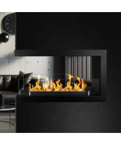 CAMINO BIOETANOLO DA INCASSO 3 LATI DIVINA FIRE "MARATEA 90" IN ACCIAIO NERO 90X50 CM