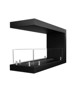 CAMINO BIOETANOLO DA INCASSO 3 LATI DIVINA FIRE "MARATEA 90" IN ACCIAIO NERO 90X50 CM