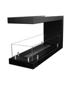 CAMINO BIOETANOLO DA INCASSO 3 LATI DIVINA FIRE "MARATEA 90" IN ACCIAIO NERO 90X50 CM