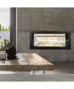 CAMINO BIOETANOLO DA INCASSO 2 LATI DIVINA FIRE "MONTEFALCO 90" IN ACCIAIO NERO 90X15,2X40 CM